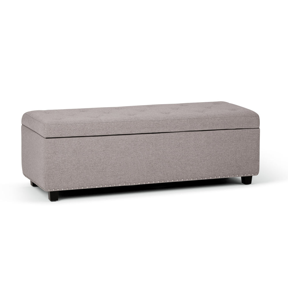 English Elm Hamilton Storage Ottoman In Cloud Grey - Stylish, Versatile Furniture With Safe Storage & Seating Options B136P158172