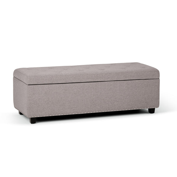 English Elm Hamilton Storage Ottoman In Cloud Grey - Stylish, Versatile Furniture With Safe Storage & Seating Options B136P158172