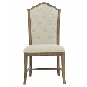 Bernhardt Bernhardt Rustic Patina Side Chair Peppercorn — Weathered White Oak, Button-Tufted, Casual Traditional Elegance 387561D