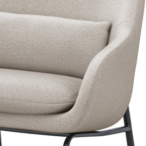 English Elm Elmont Mid-Century Accent Chair in Natural Woven Fabric with Lumbar Pillow & Black Metal Base, Upholstered B136P159930