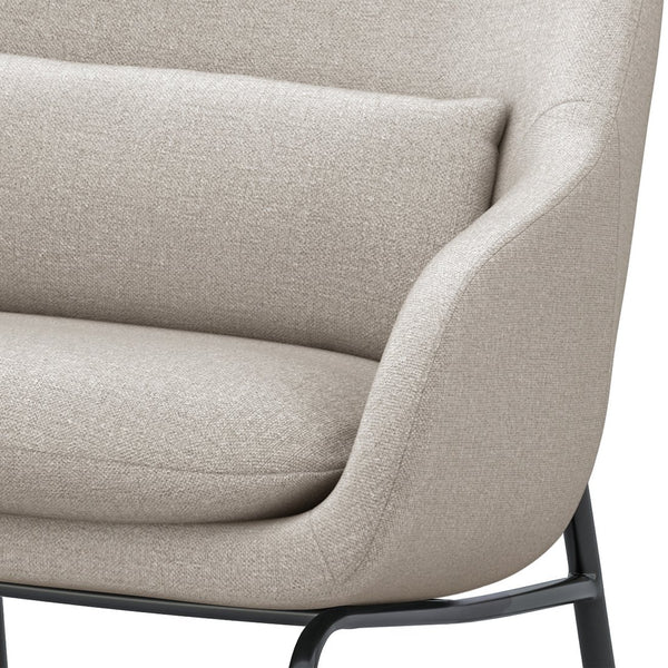 English Elm Elmont Mid-Century Accent Chair in Natural Woven Fabric with Lumbar Pillow & Black Metal Base, Upholstered B136P159930