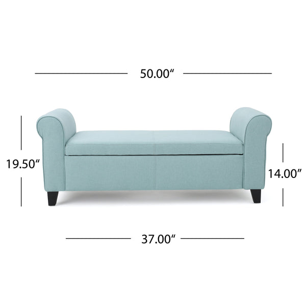 English Elm Hayes Upholstered Storage Bench with Rolled Arms for Entryway Bedroom or Living Room 57735.00LBL