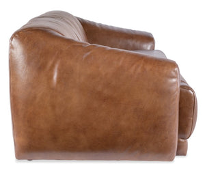 Hooker Furniture Maria Caramel Semi-Aniline Leather Two-Seat Sofa With Low-Profile Silhouette And Dark Wood Feet 43.00 L x 96.00W x 31.00H SS415-025-082