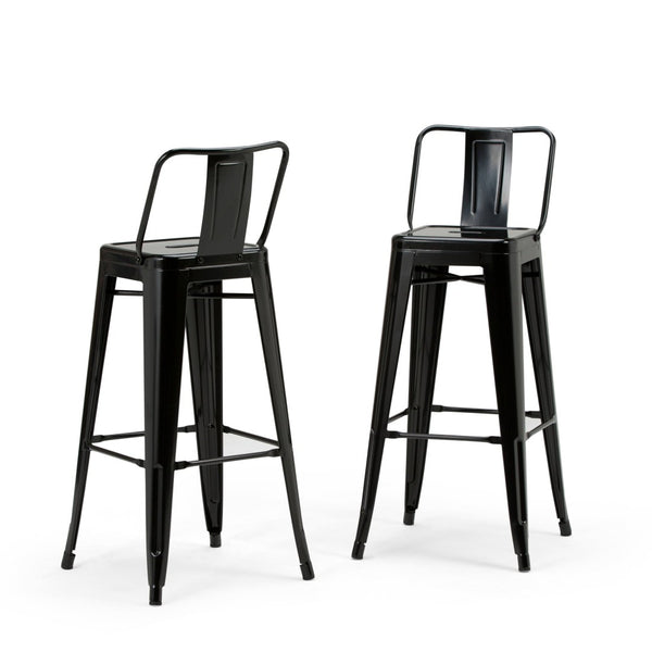 English Elm Rayne 30" Industrial Metal Bar Stool Set Of 4 - Ergonomic Back, Durable Black Finish For Home & Bar B136P159500-GIGA