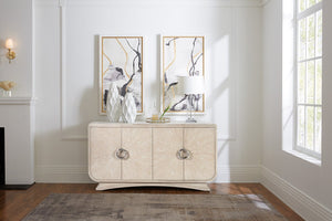 Hooker Furniture Nouveau Sandstone Buffet With Venting & Integrated Power, Soft-Close Doors, Felt Tray Storage Elegance 6500-75900-80