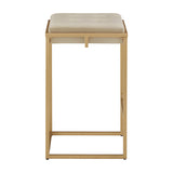 Homelegance By Top-Line Piper Gold Finish Metal Velvet Button Tufted 24" Counter Height Stools (Set of 2) Beige Engineered Wood