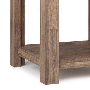 English Elm Monroe End Table - Rustic Acacia Hardwood With Aged Brown Finish, Drawer & Open Shelf Storage B136P158955
