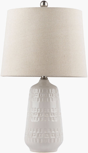 Surya Nyack Elegant 25-inch Ceramic Accent Table Lamp With Timeless Design For Traditional Home Decor Body, Ivory,Shade (Outside), Beige,Shade (Inside), White,Finial, Metallic ,Silver,Harp, Metallic ,Nickel,Cord, Translucent Ceramic,Linen,Polyester,Iron Nya-001