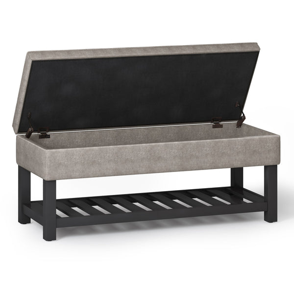 English Elm Cosmopolitan Storage Ottoman Bench - Distressed Grey Taupe, Stylish Seating & Hidden Storage Solution B136P158563