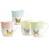 Butterfly Meadow 4-Piece Mug Set: Durable Porcelain, Microwave & Dishwasher Safe