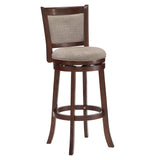 Homelegance By Top-Line Sydney Upholstered Back Swivel 29" Bar Height Stool Grey Rubberwood