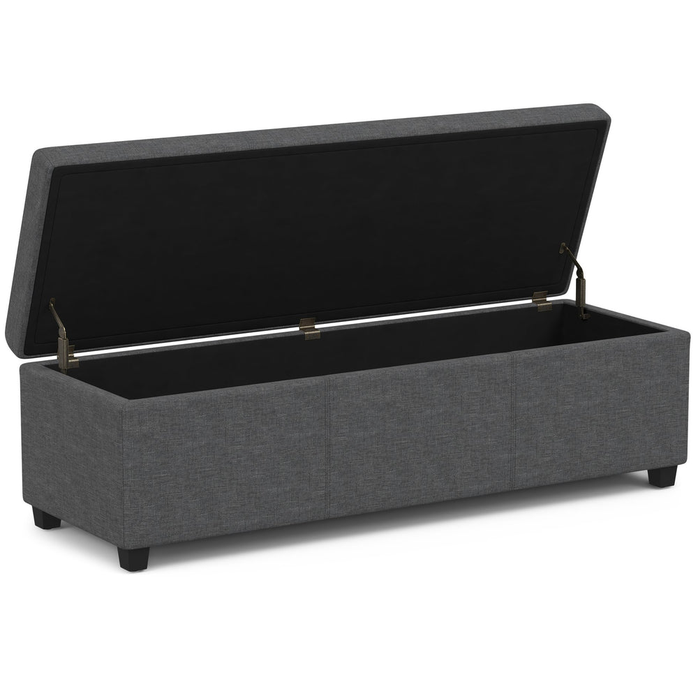 English Elm Avalon Extra Large Storage Ottoman Bench - Slate Grey Upholstered Seat With Hidden Compartment B136P158658