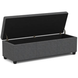 English Elm Avalon Extra Large Storage Ottoman Bench - Slate Grey Upholstered Seat With Hidden Compartment B136P158658