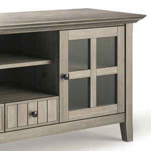 English Elm Acadian 60" Handcrafted Tv Media Stand In Distressed Grey With Storage & Cable Management Solutions B136P159683
