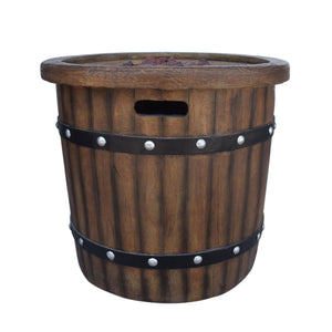English Elm Round Mgo Concrete Outdoor Fire Pit 40000 Btu Propane Patio Gathering Centerpiece 62229.00DBRN-40K