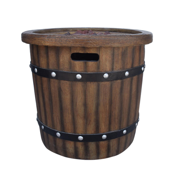 English Elm Round Mgo Concrete Outdoor Fire Pit 40000 Btu Propane Patio Gathering Centerpiece 62229.00DBRN-40K