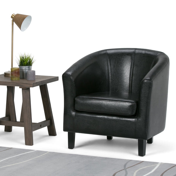 English Elm Austin Tub Chair - Sleek Black Vegan Leather With Solid Wood Legs - Modern Comfort For Any Room B136P159637