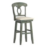 Homelegance By Top-Line Juliette Napoleon Back Wood Swivel Bar Stool Green Rubberwood