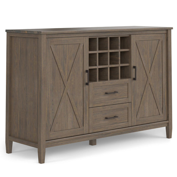 English Elm Ela Handcrafted Sideboard With Wine Rack - Smoky Brown Finish, Stylish Storage For Any Room B136P158611