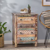 Christopher Knight Home® Handcrafted Bohemian 4-Drawer Chest with Whitewash Finish - Eco-Friendly Recycled Wood Storage Solution