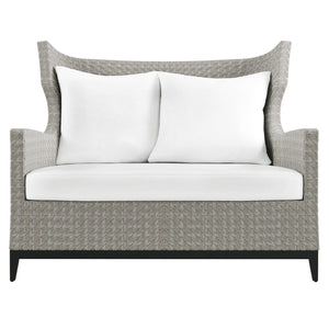 Bernhardt Bernhardt Captiva Outdoor Chair — Extra-Wide Wingback, All-Weather Herringbone Wicker, Plush Cushions - Made to Order OP1103C
