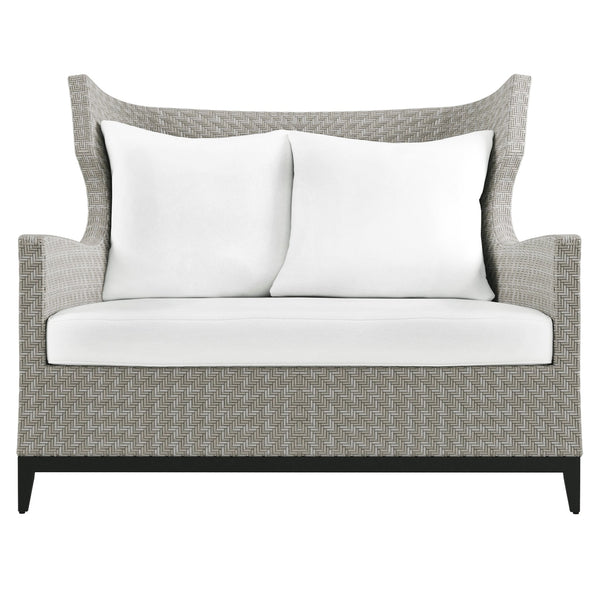 Bernhardt Bernhardt Captiva Outdoor Chair — Extra-Wide Wingback, All-Weather Herringbone Wicker, Plush Cushions - Made to Order OP1103C