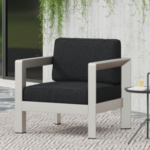 English Elm Christopher Knight Home® - AVIARA Aluminum Club Chair with Deep Seating and Low-Profile Design, Durable 400 lb Capacity, Compact Silver 64077.00SC