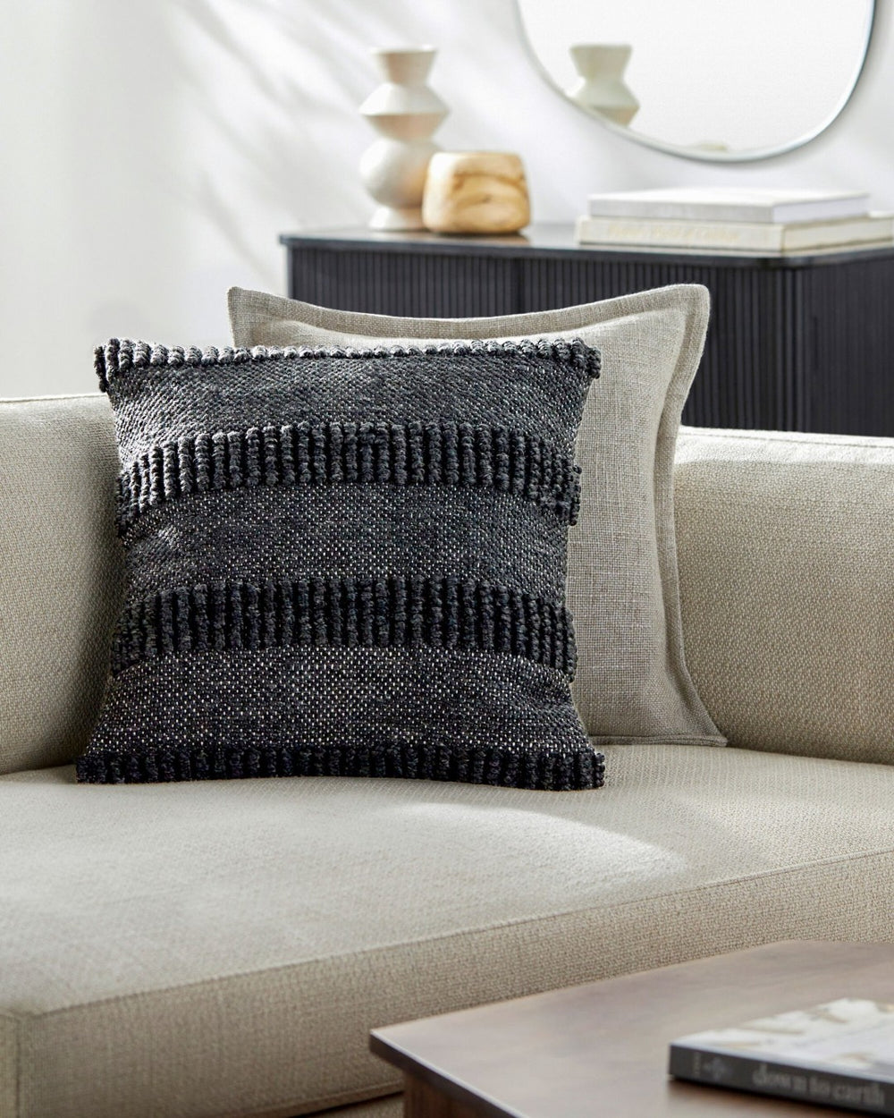 Surya Nysa Recycled Pet Woven Square Throw Pillow Handcrafted Texture for Sofa or Bed NYS004-1818P