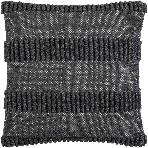 Surya Nysa Accent Pillow - 18" Recycled Pet & Polyester, Soft Luxury, Modern Home Decor, Machine Washable Charcoal Recycled Pet Yarn,Polyester Nys004-2020