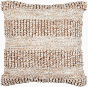 Surya Nysa Accent Pillow - 18" Recycled Pet & Polyester, Soft Luxury, Modern Home Decor, Machine Washable Beige Recycled Pet Yarn,Polyester Nys006-1818
