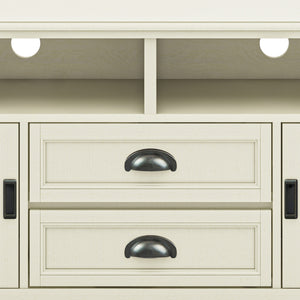 English Elm Burlington 72" Tv Media Stand In Antique White - Handcrafted Storage, Timeless Design & Durability B136P159512