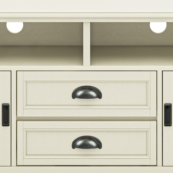 English Elm Burlington 72" Tv Media Stand In Antique White - Handcrafted Storage, Timeless Design & Durability B136P159512