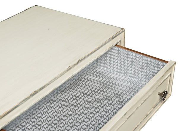 Hooker Furniture Sanctuary Anastasie Nightstand With Cedar Drawer, Built-In Usb & Lighting, Blanc Champagne Trim (30") 5865-90216-02