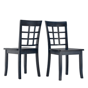 Homelegance By Top-Line Lorren Window Back Wood Dining Chairs (Set of 2) Blue Rubberwood