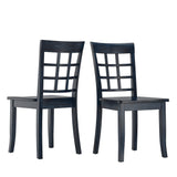 Homelegance By Top-Line Lorren Window Back Wood Dining Chairs (Set of 2) Blue Rubberwood