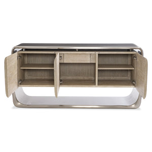 Bernhardt Bernhardt Lomond Buffet With Trevin Oak Case & Tarnished Nickel Stainless Surround, 72" Midcentury Modern Storage 347132