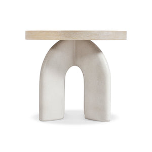 Bernhardt Bernhardt Antibes Sculptural Side Table With Rustic Oak Top & Textured Pumice Concrete Base, 22" H 350113
