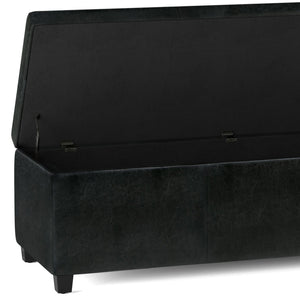 English Elm Avalon Extra Large Storage Ottoman Bench – Stylish Midnight Black Faux Leather For Modern Homes B136P158650