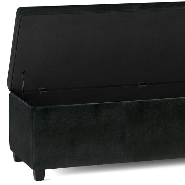 English Elm Avalon Extra Large Storage Ottoman Bench – Stylish Midnight Black Faux Leather For Modern Homes B136P158650