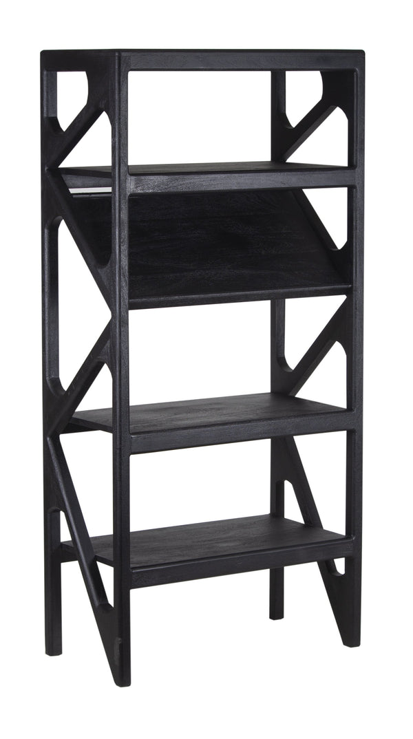 Porter Designs Porter Canberra Solid Mango Wood Bookcase - Black Sandblasted Design For Contemporary Elegance Black Wood 10-108-01-9487s
