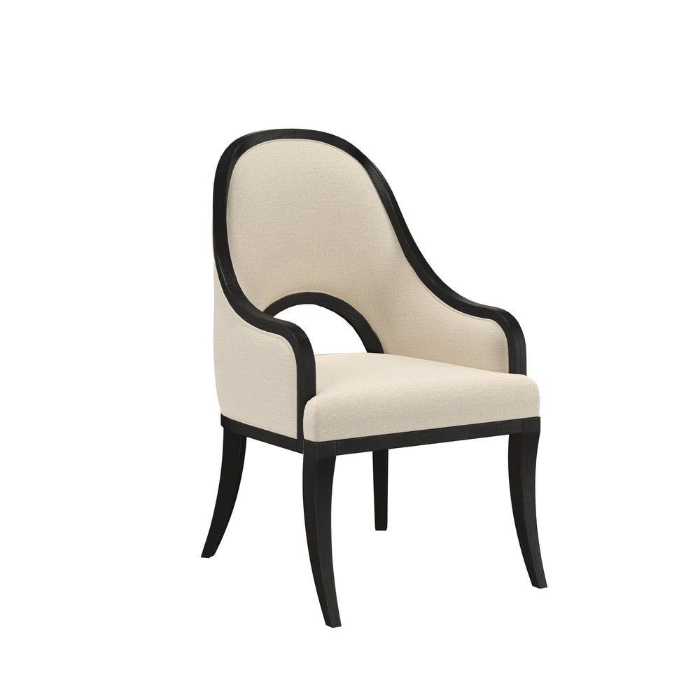 Atrium Exposed Wood Hostess Chair - Elegant Blackened Sable Finish with Beige Fabric Comfort