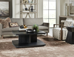 Hooker Furniture Linville Shou Sugi Ban End Table — Sculptural Hourglass Accent Table, Solid Wood Shadow Finish (24") 6150-80115-99