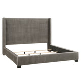 Homelegance By Top-Line Mylah Pleated Velvet Wingback Bed Grey Velvet