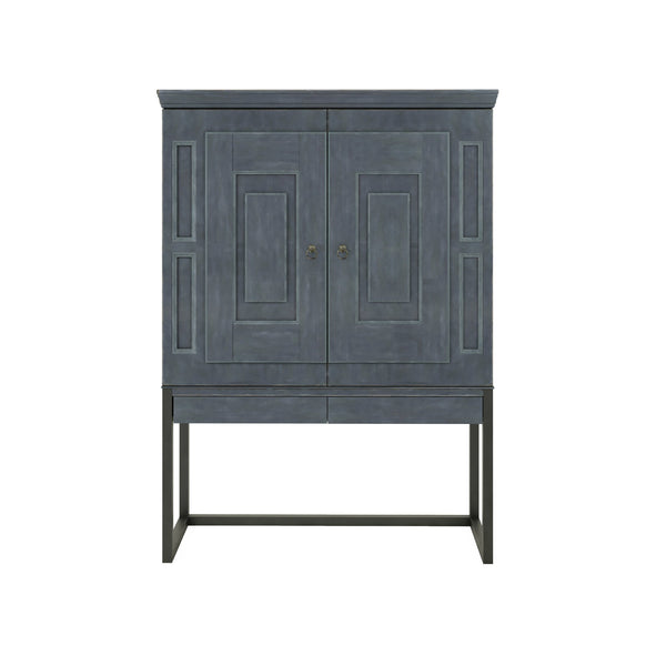 A.R.T. Furniture Alcove Secretary Desk: Stylish Slate Finish, Burnished Brass Accents, Ample Storage & Workspace Solution Blue Acacia Solids,Maple Veneers,Iron 321160-2821