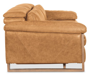 Hooker Furniture Jericho Oversized Power Sofa In Dallas Toffee Leather With Sleigh Frame, Usb & Power Headrest 43.20 L x 89.30W x 32.20H SS461-PH025-087