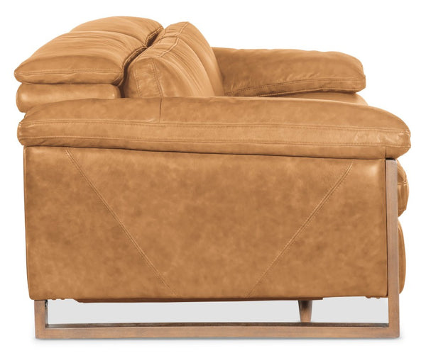 Hooker Furniture Jericho Oversized Power Sofa In Dallas Toffee Leather With Sleigh Frame, Usb & Power Headrest 43.20 L x 89.30W x 32.20H SS461-PH025-087