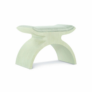 Bernhardt Bernhardt East Hampton Bench With Curved Open-Arch Frame, Cerused Linen Finish & Muted Gray Upholstery 395506