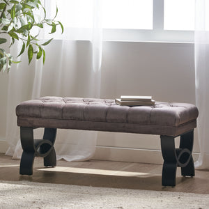 Christopher Knight Home® - Noble House - Hilton Contemporary Button-Tufted Velvet Ottoman Bench, Dark Gray