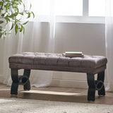 Christopher Knight Home® Button-Tufted Velvet Ottoman Bench - Dark Gray,