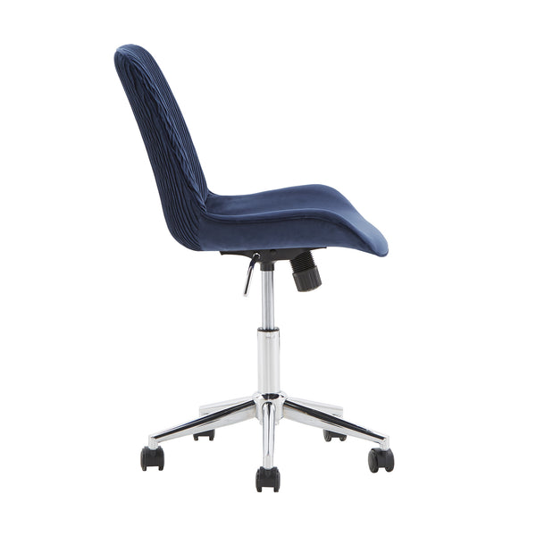 Homelegance By Top-Line Caspian Velvet Ripple Pattern Office Chair Blue Velvet